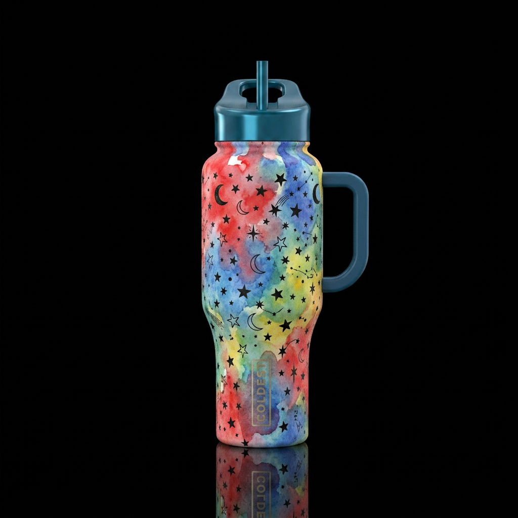 Night sky water bottle design