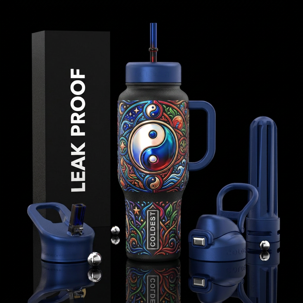 Ying and yang water bottle design