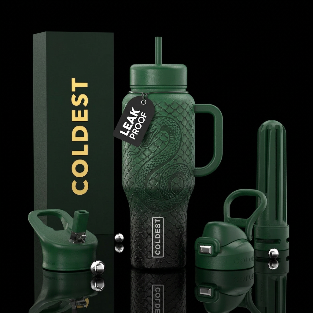 Green snake water bottle design