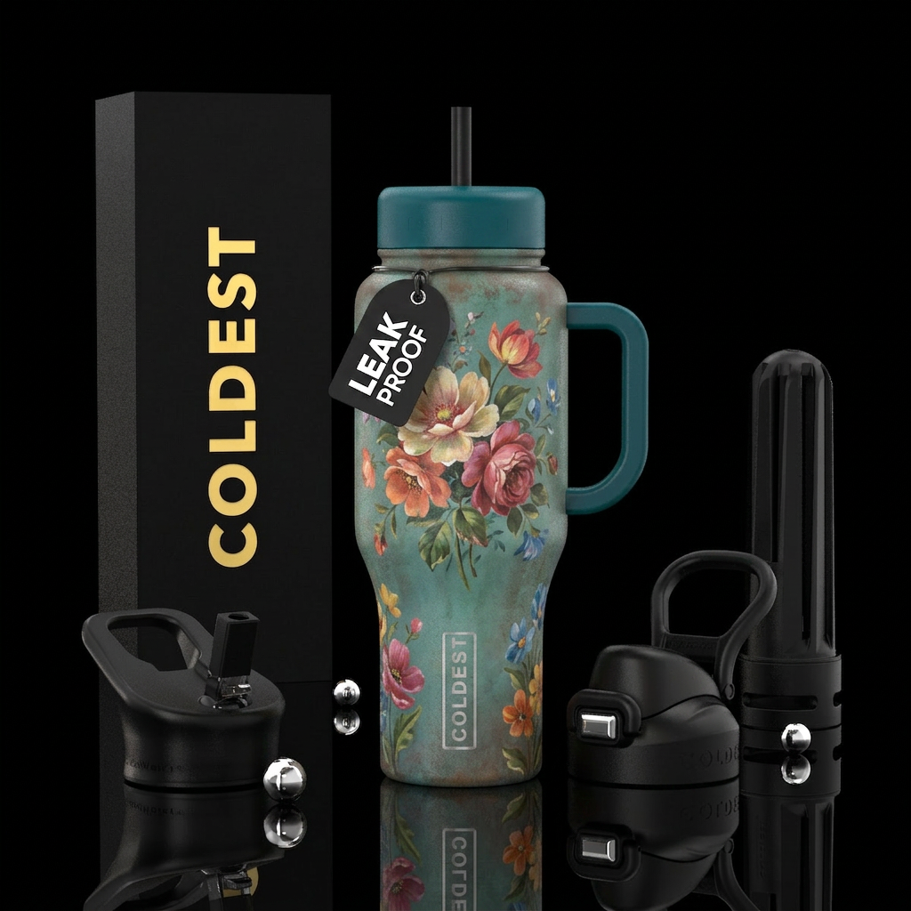 Rustic flower water bottle design