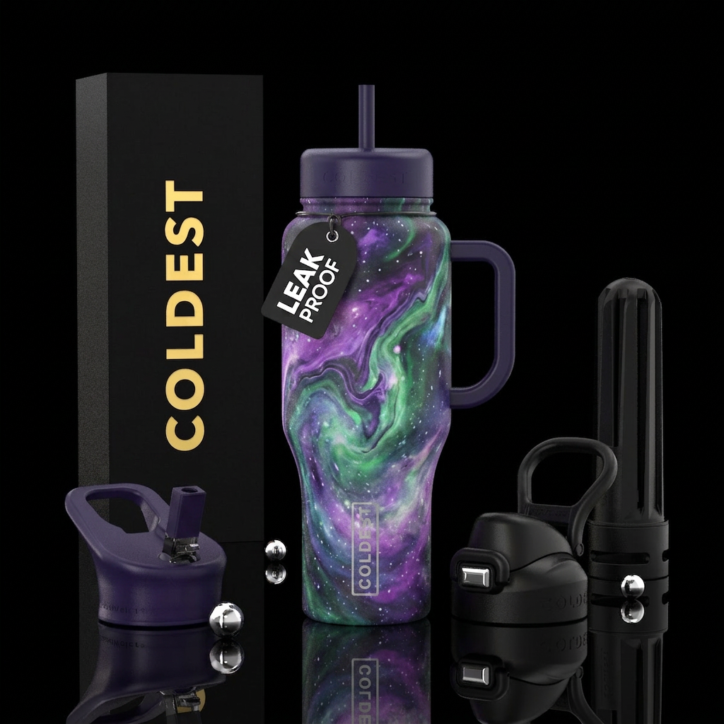 Galaxy marble water bottle design