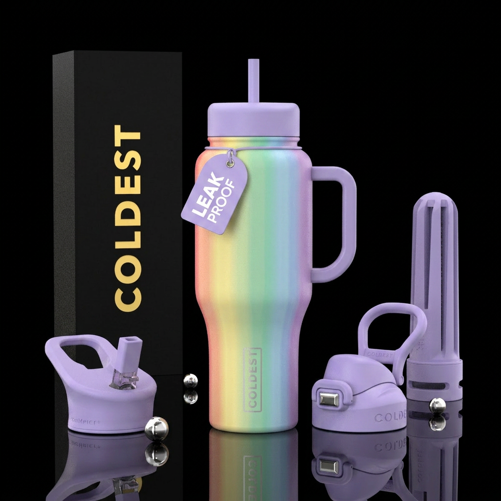 Ombre gay pride pastel rainbow vertical stripes water bottle design
