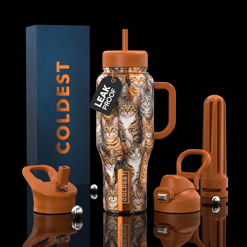 Tabby cats water bottle design