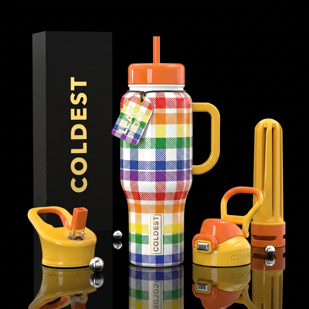 Super high gloss true roygbivrainbow textured plai... water bottle design