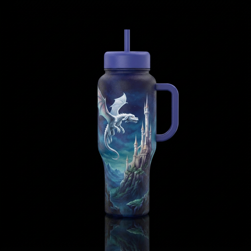Matte finish. A light texture to feel tp the touch... water bottle design