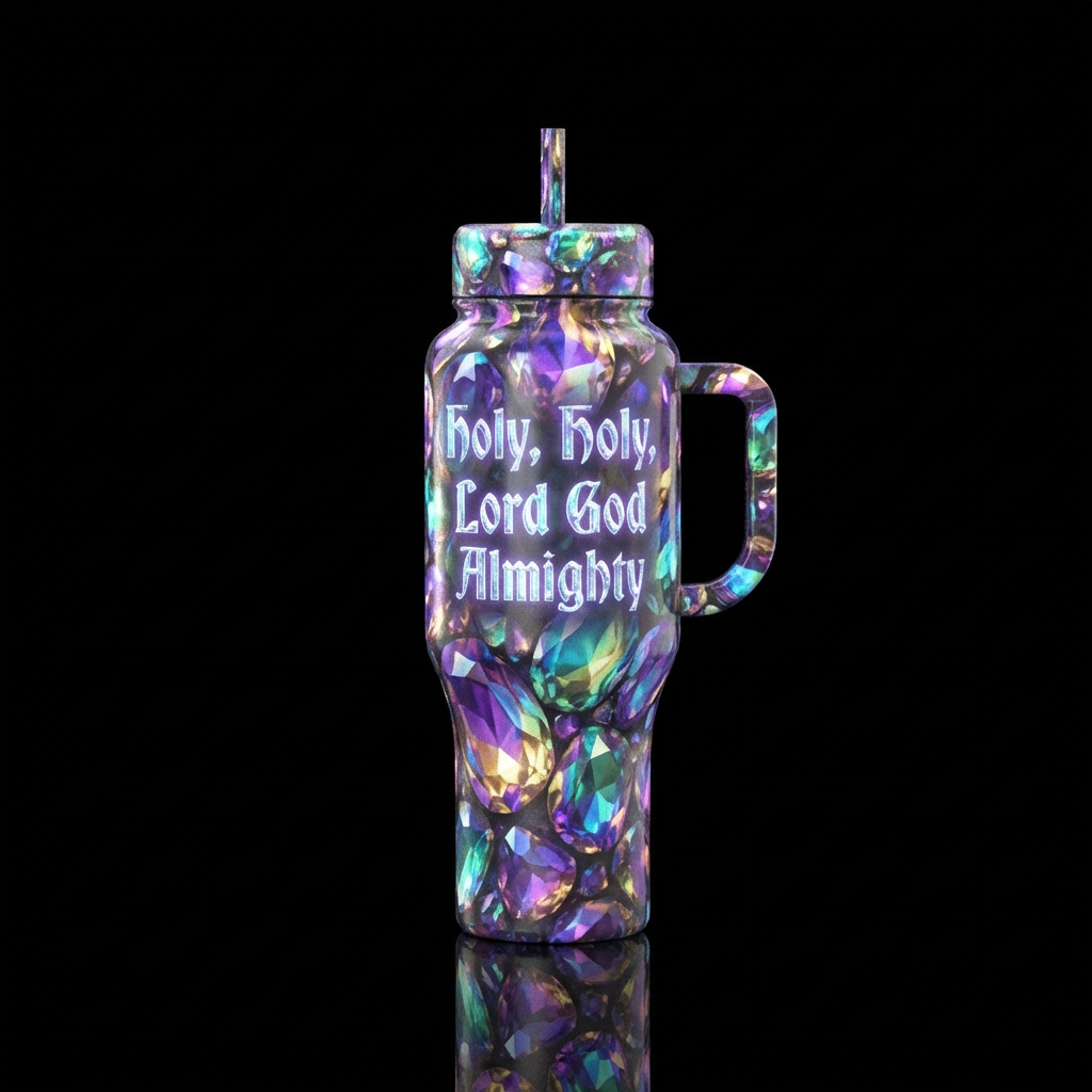 vibrant, gemstone, irridescent Holy, Holy, Holy Lo... water bottle design