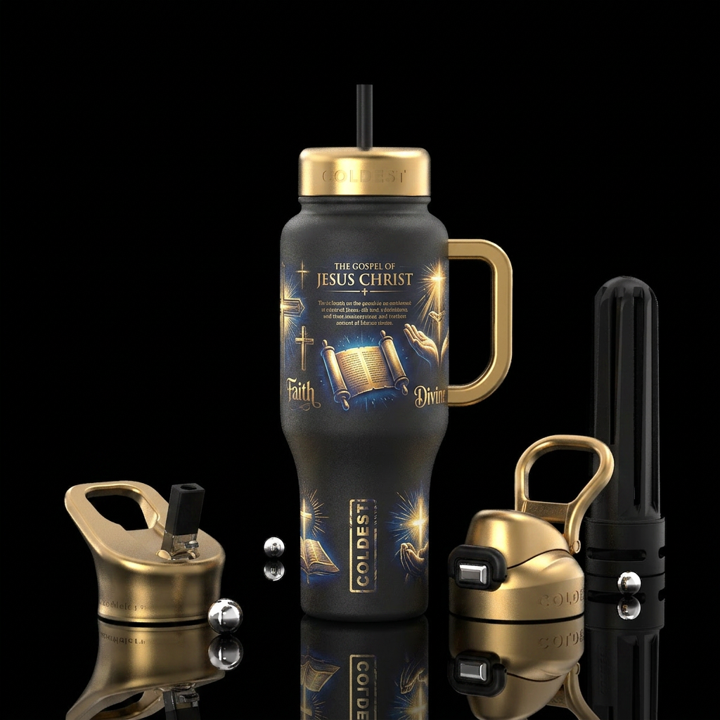 The Gospel of Jesus Christ, bold, beautiful, Holy,... water bottle design