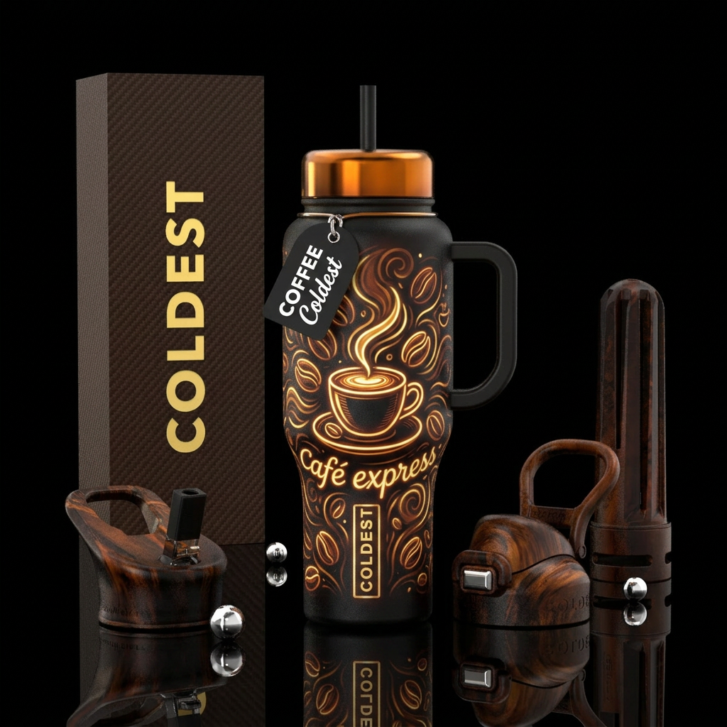 Coffee Coldest Tumblers,cafe express, coffee, vibr... water bottle design