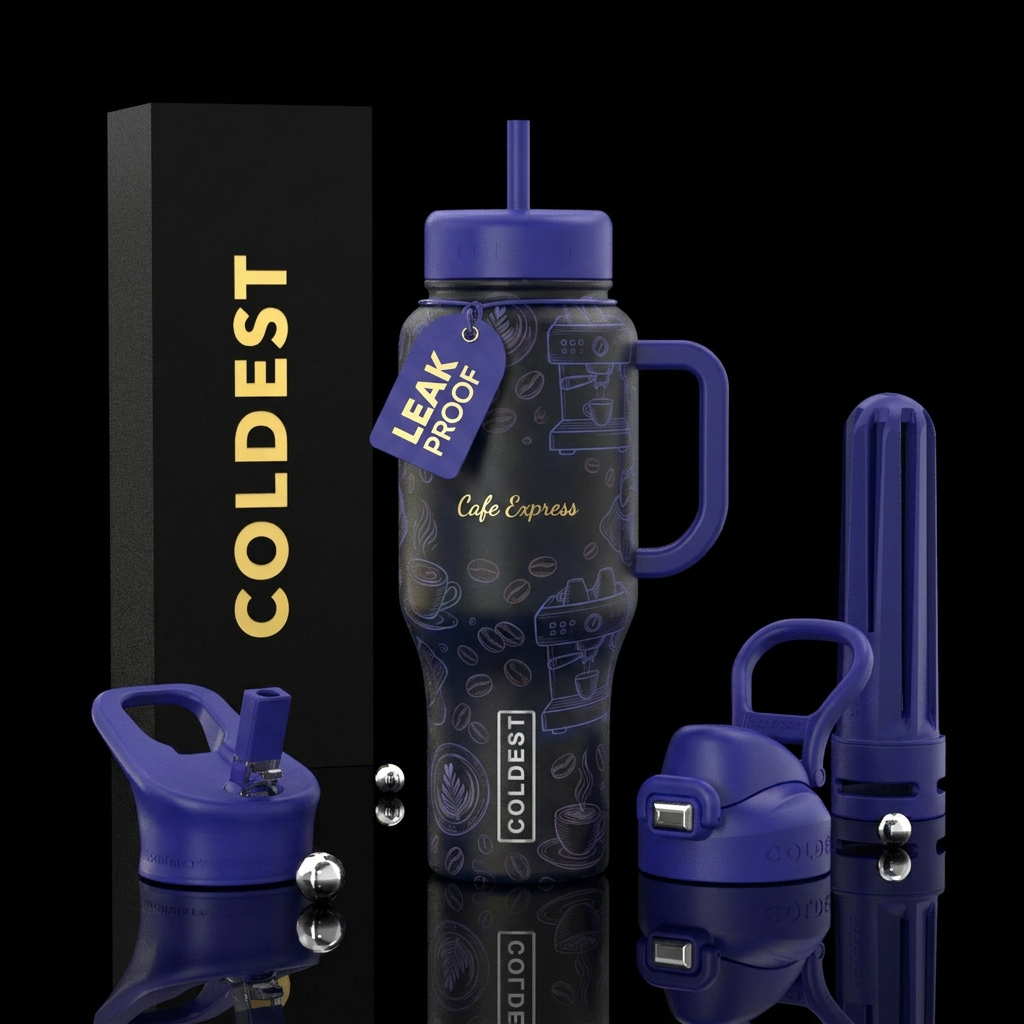 Coffee Coldest Tumblers,cafe express, coffee, vibr... water bottle design