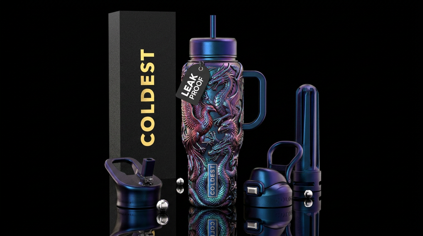 Glowie metallic mythical beasts water bottle design