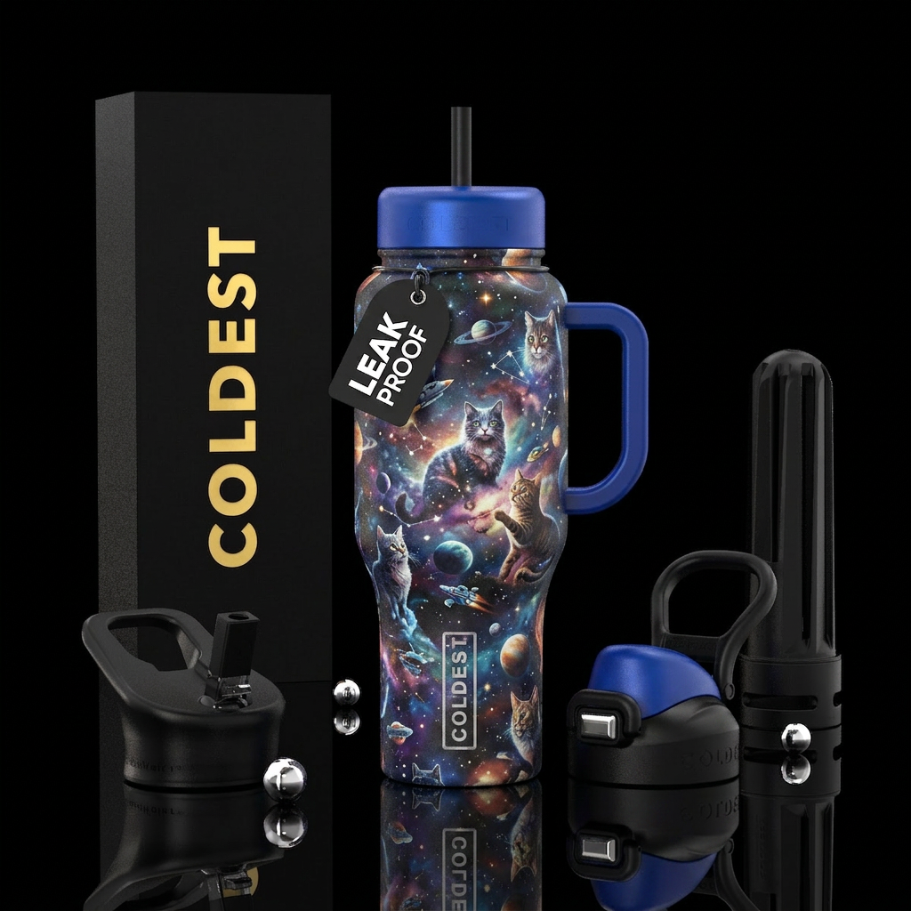 Space Cats water bottle design