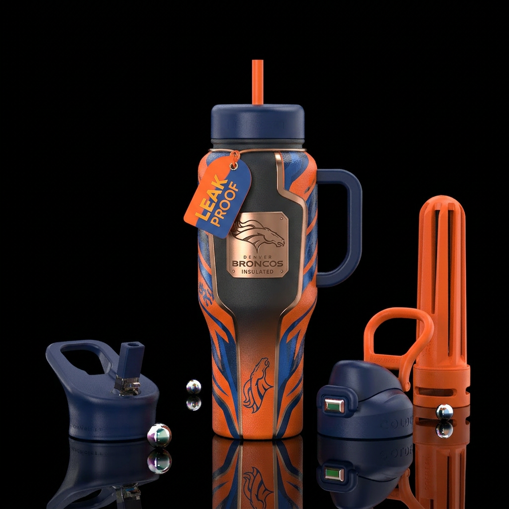 Denver Broncos water bottle design