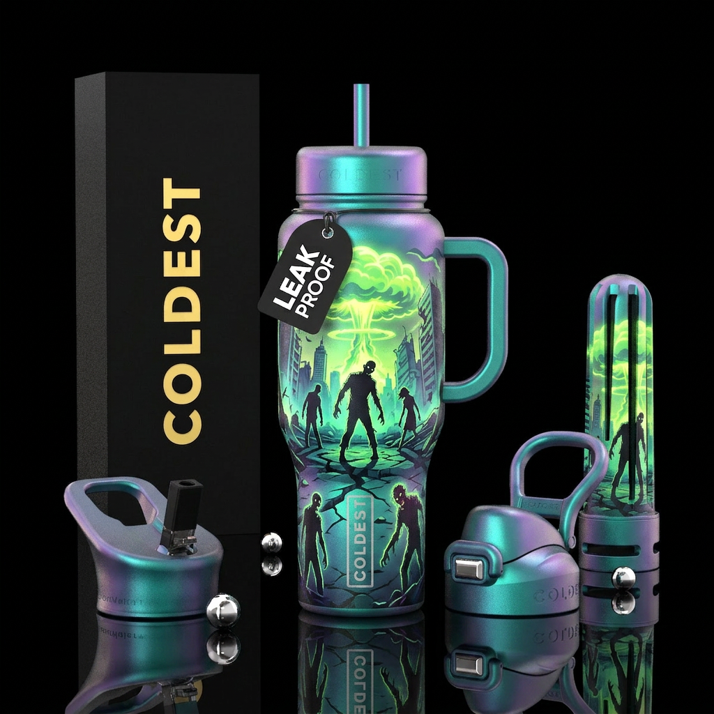 Glowie zombie apocalypse water bottle design