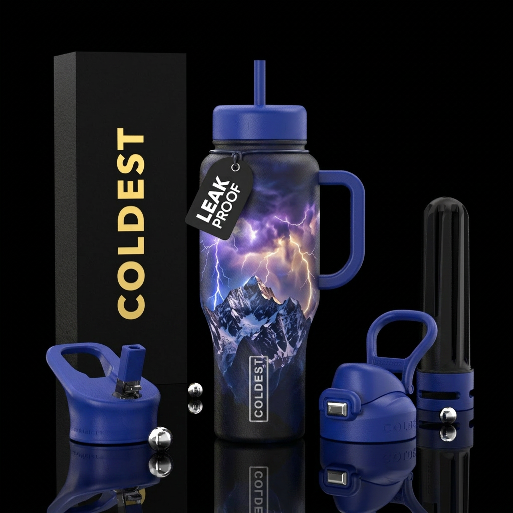 Glowie mountain lightening storm water bottle design