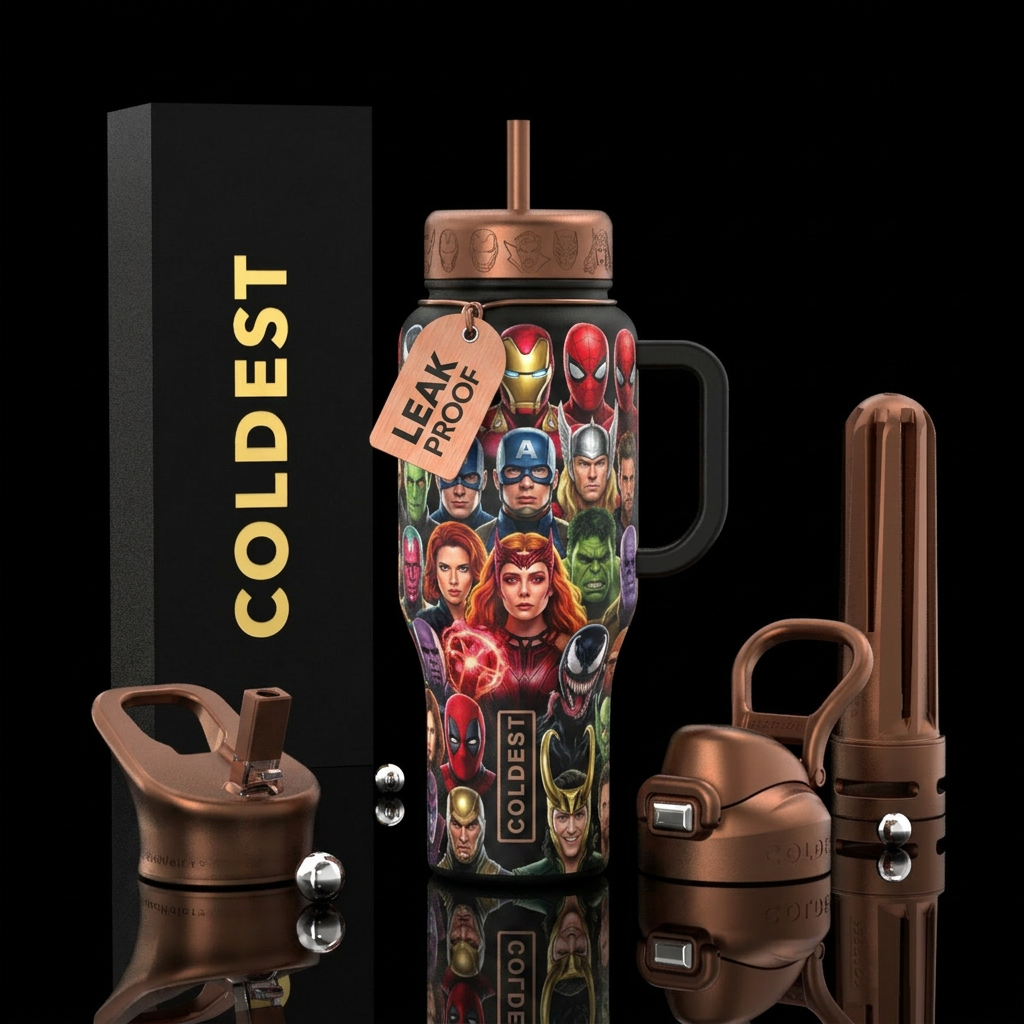 Many faces of Marvel water bottle design