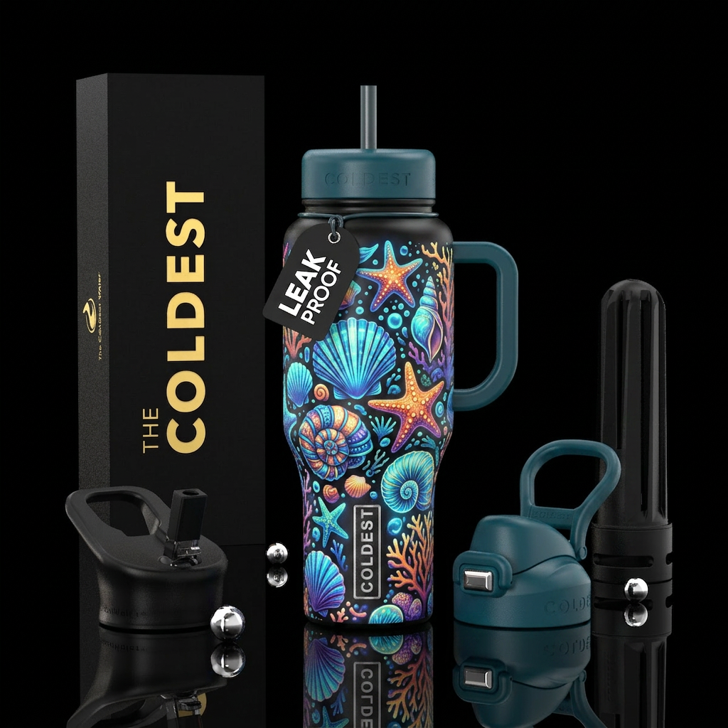 Love of the ocean glowie seashells water bottle design