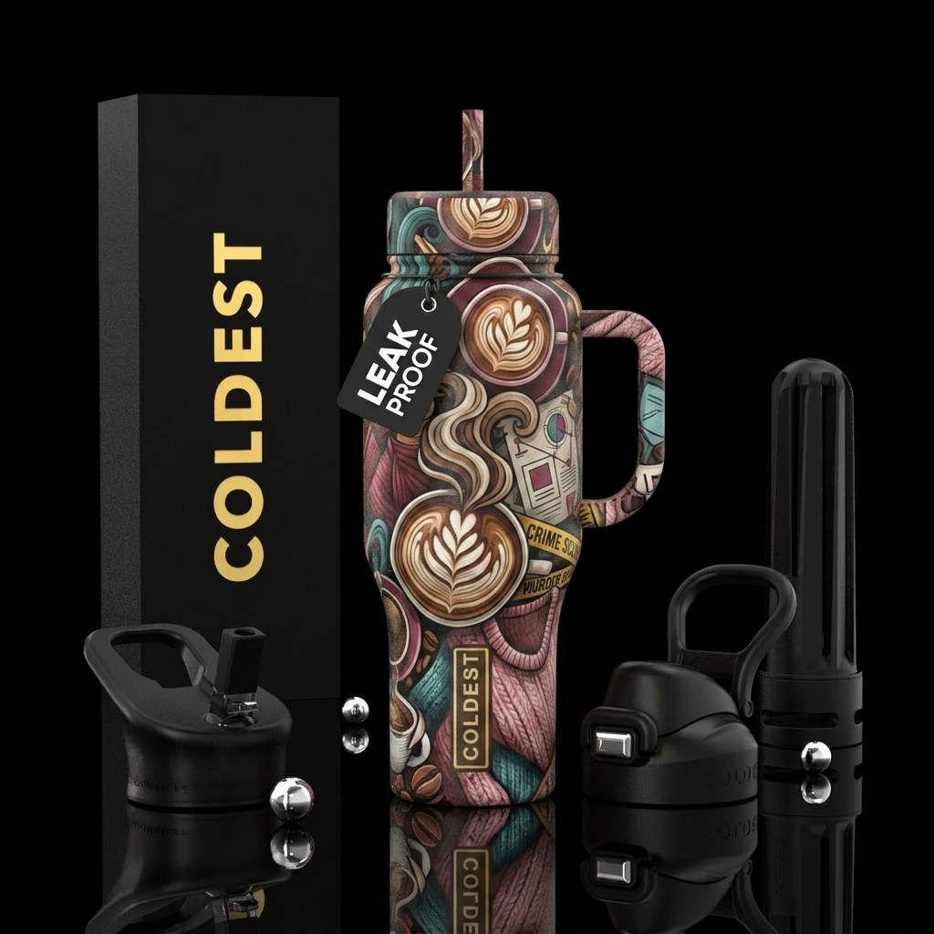 I like coffe, murder shows and comfy clothes water bottle design