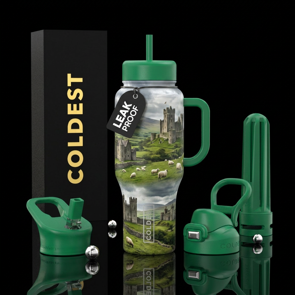 Ireland country side castles. water bottle design
