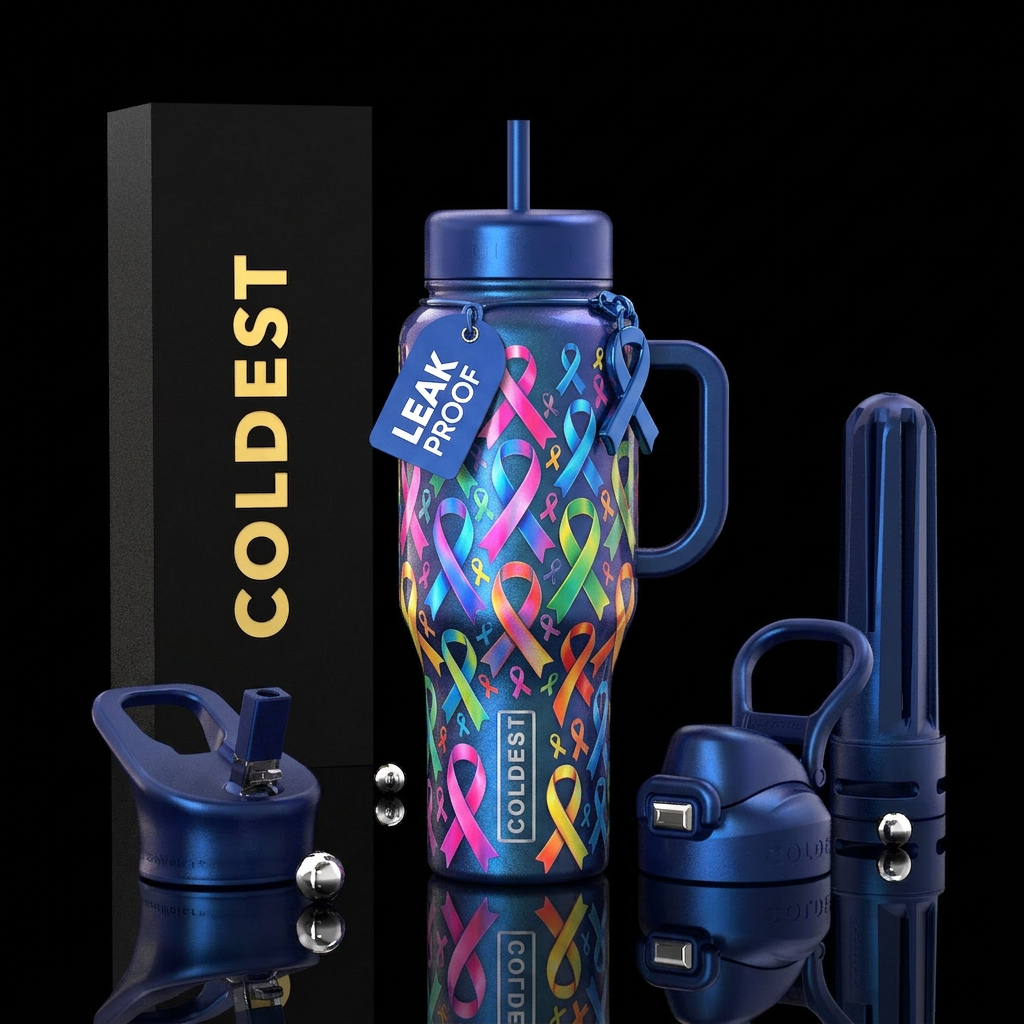 Awarness Ribbonsona blue pearl bottle water bottle design