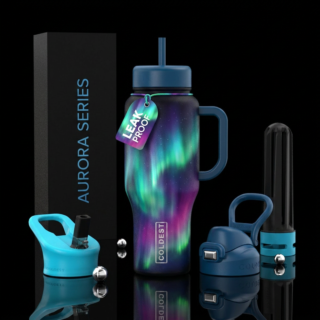 Aurora borealis water bottle design