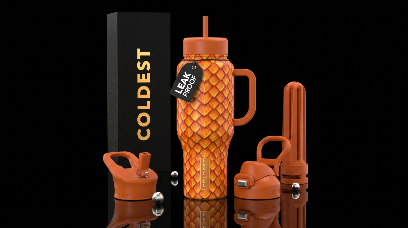 Orange and yellow dragon scales water bottle design