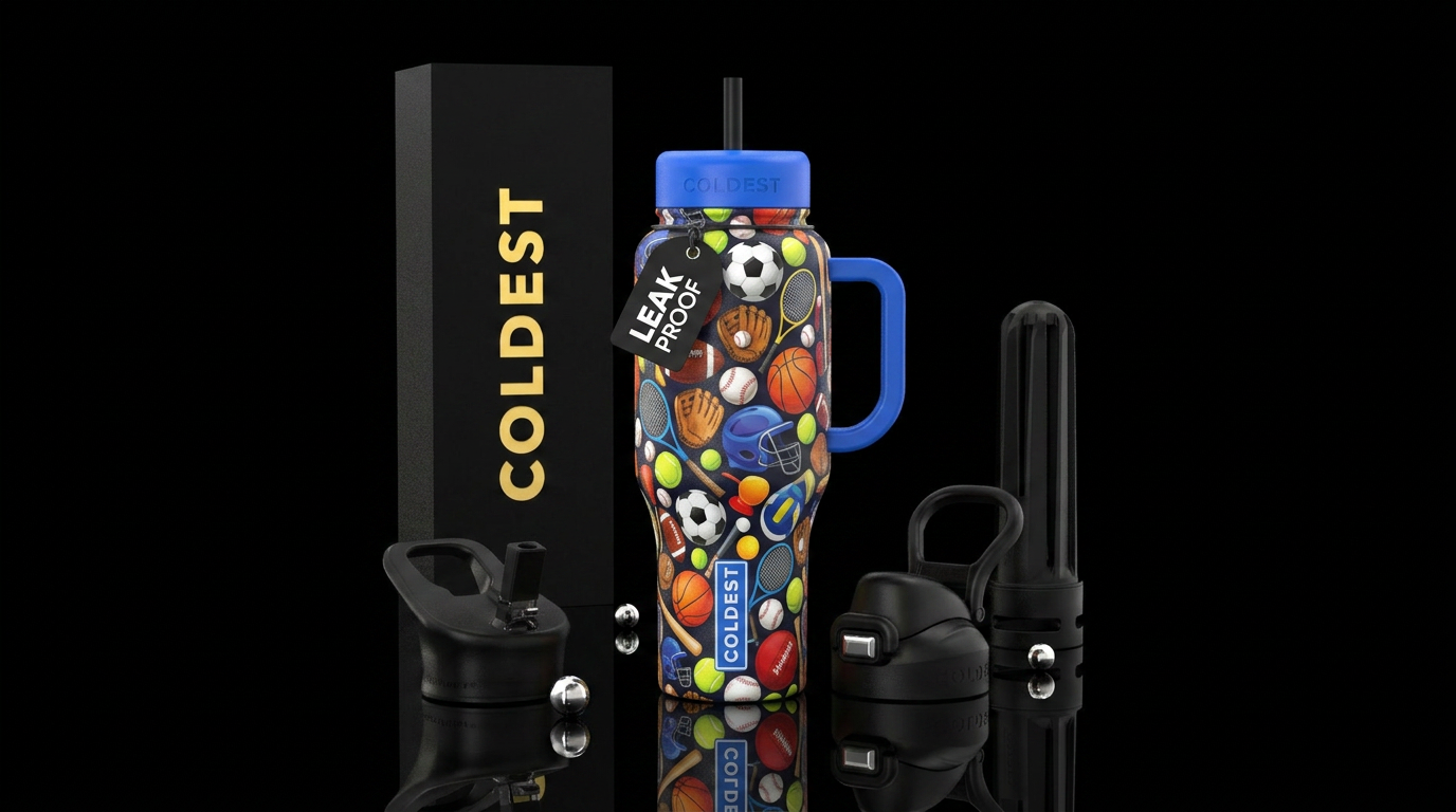 All over sports equipment water bottle design