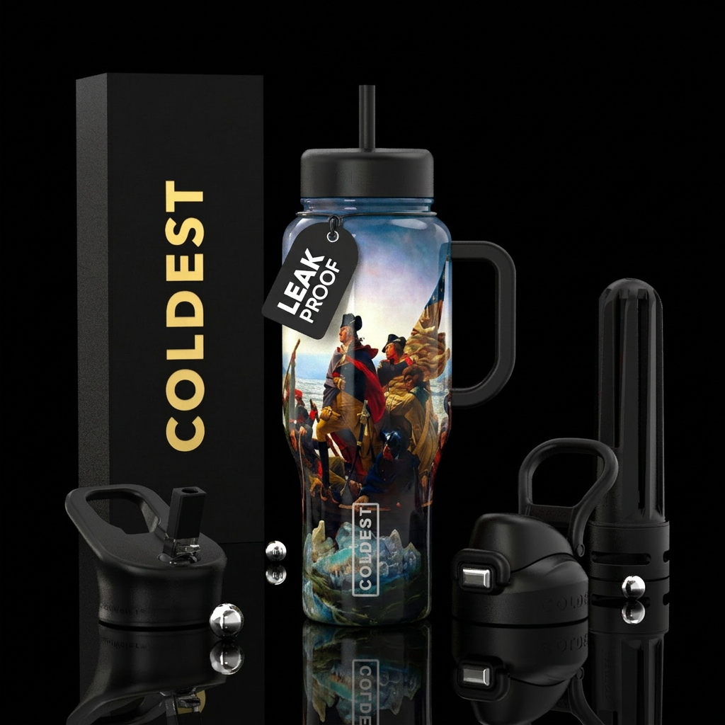 George Washington Crossing, the Delaware water bottle design