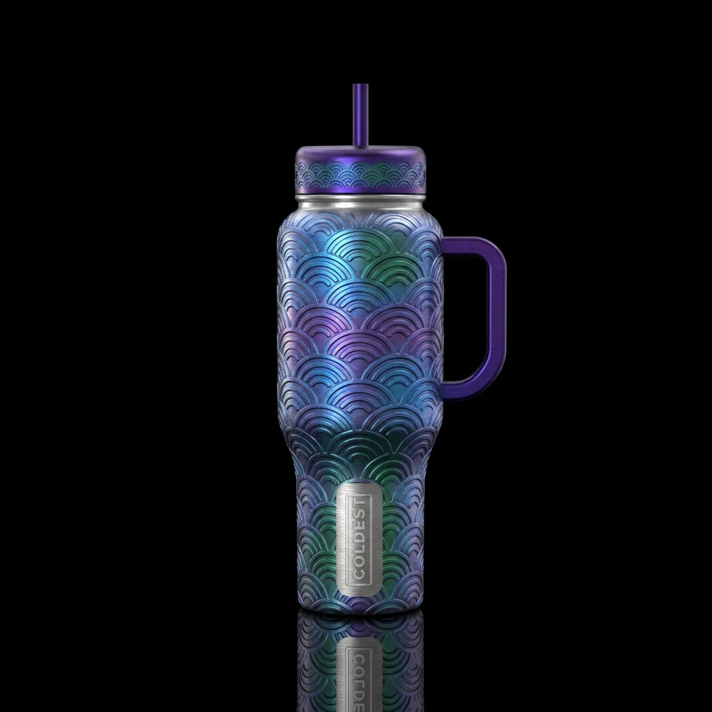 scales,, brushed metal, japanese water bottle design