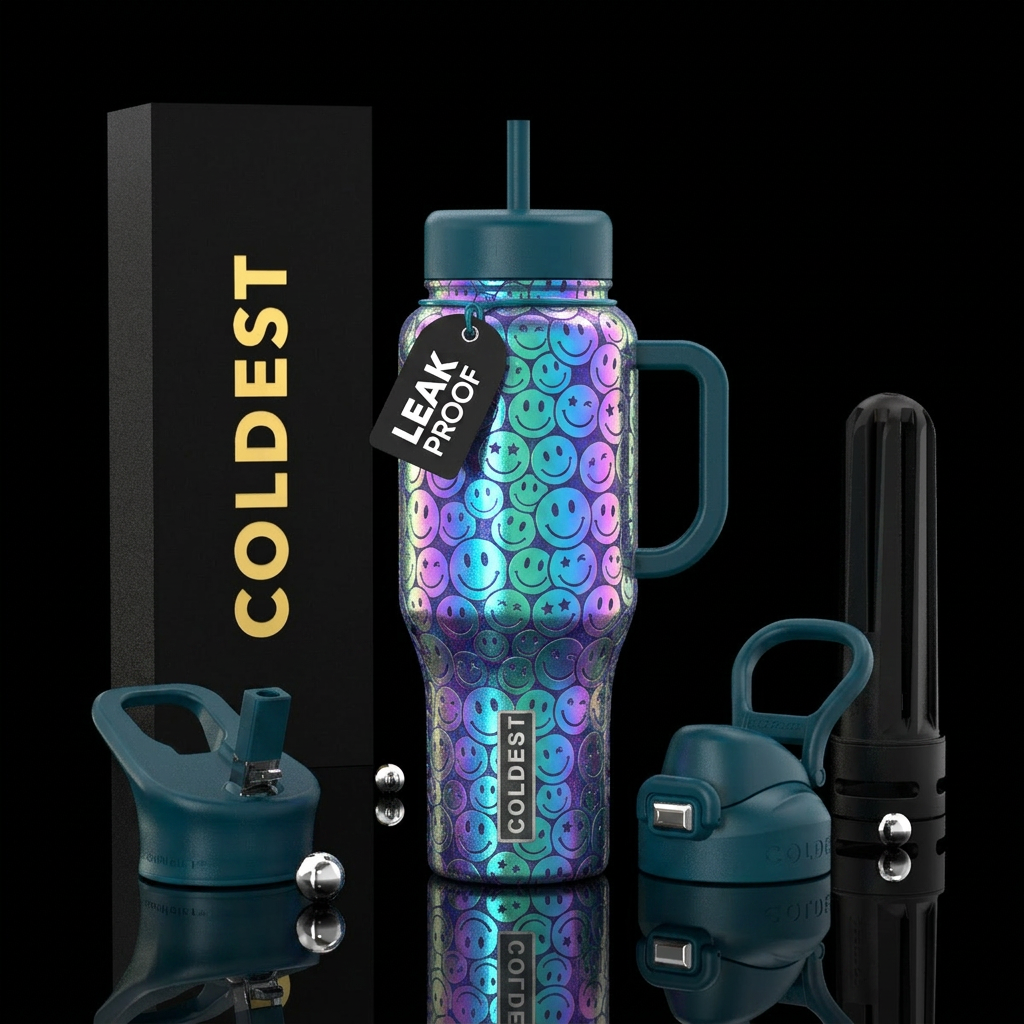 Smiley faces dichroic water bottle design