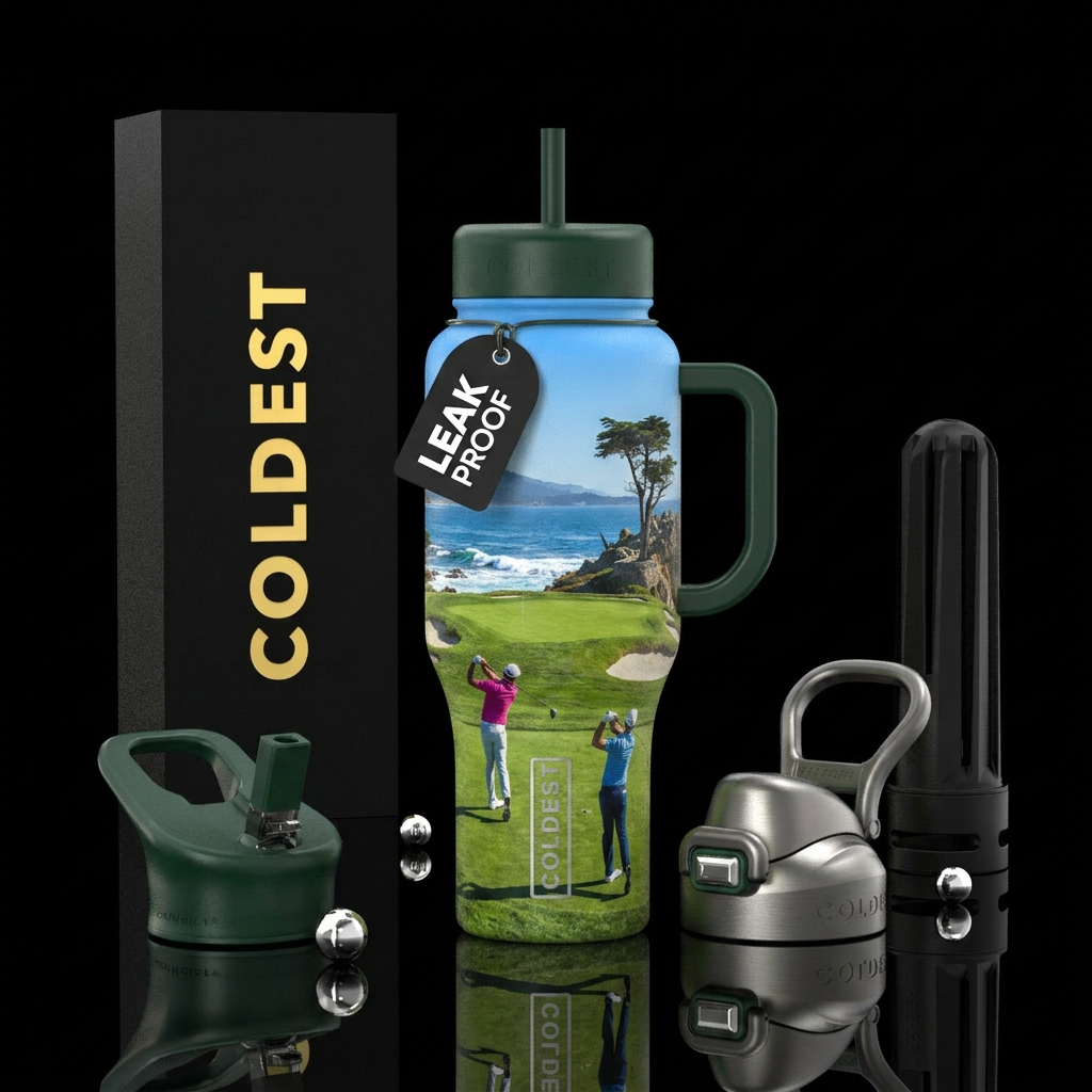 Golfing at Pebble Beach water bottle design