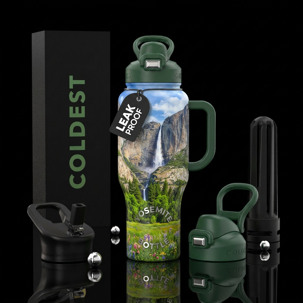 Yosemite Falls water bottle design