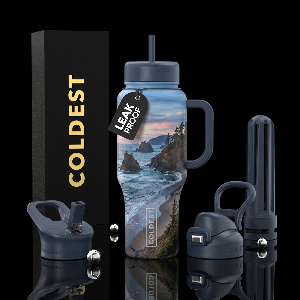 Oregon coast beaches water bottle design