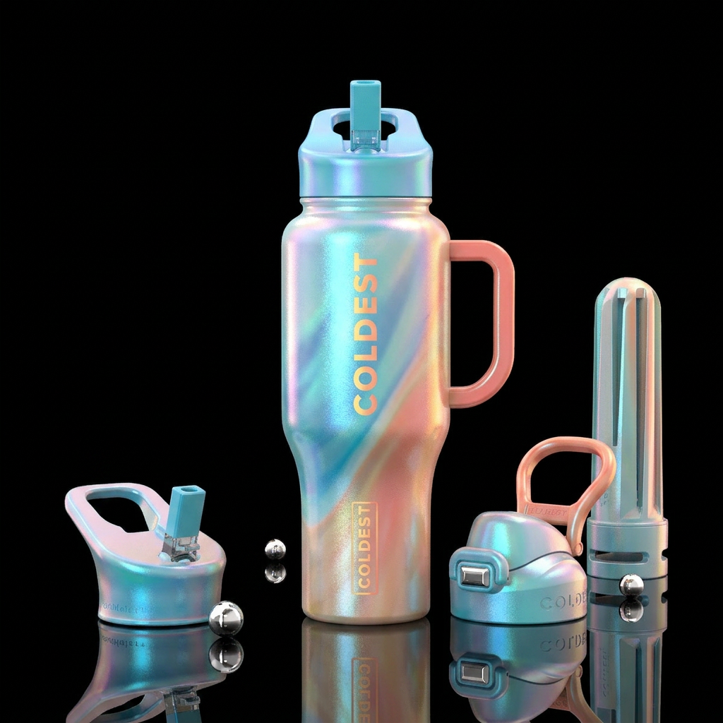 opalescent, summer vibes water bottle design