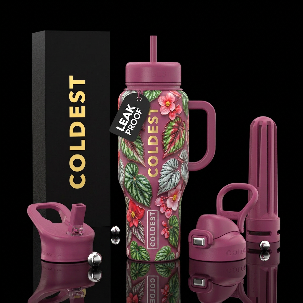 dreamy, butterfly begonia, water bottle design