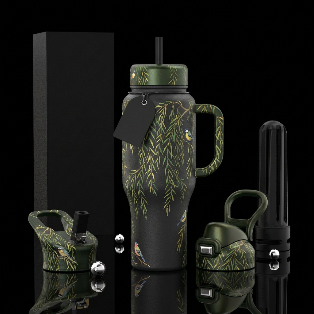 Willow trees water bottle design