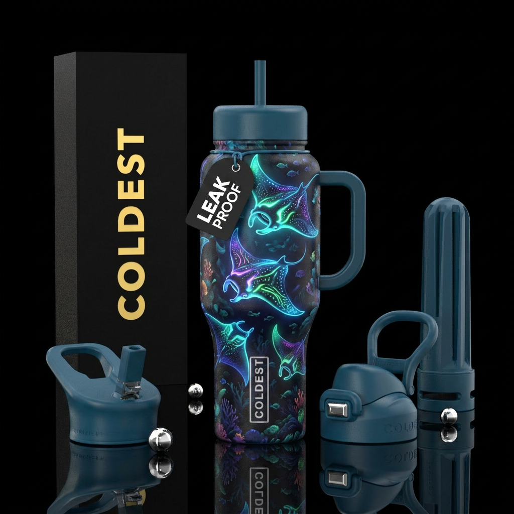 Glowie manta Reyes water bottle design