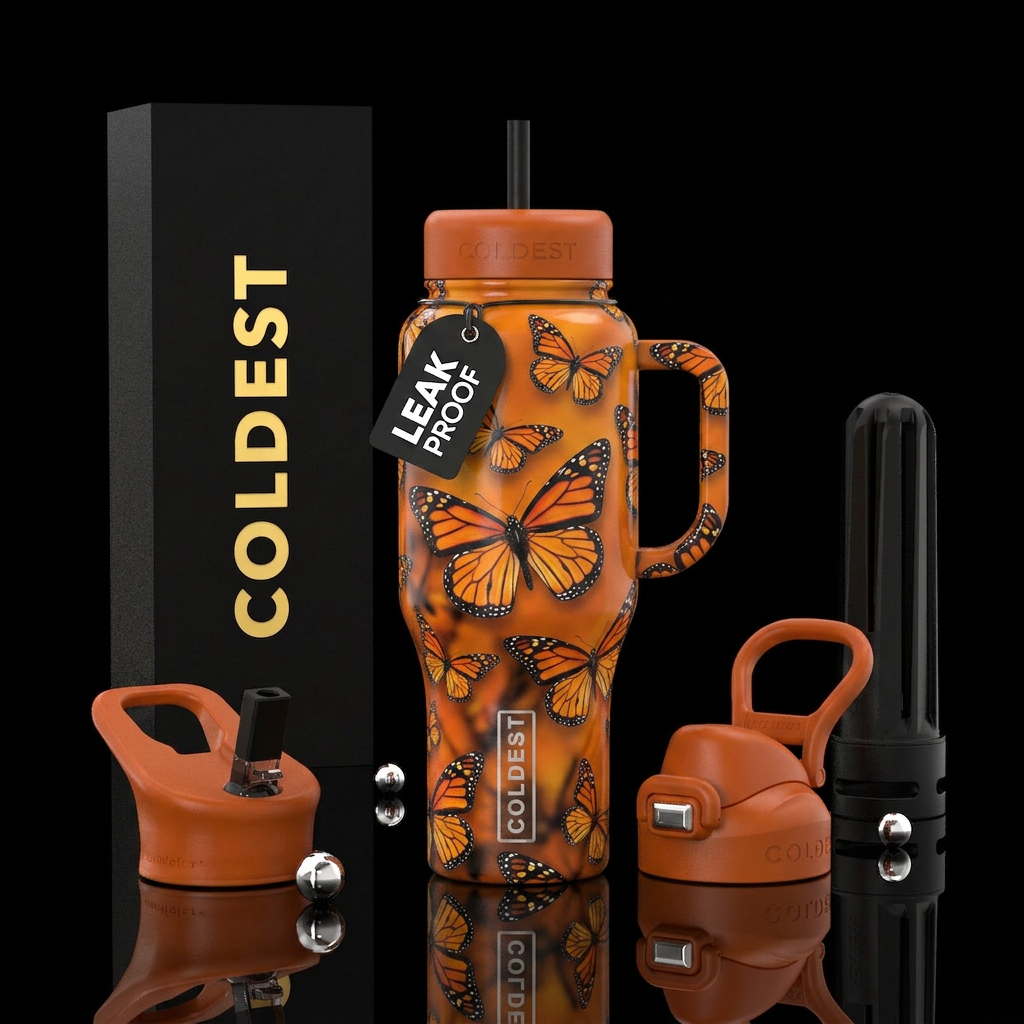 California monarch butterflies water bottle design