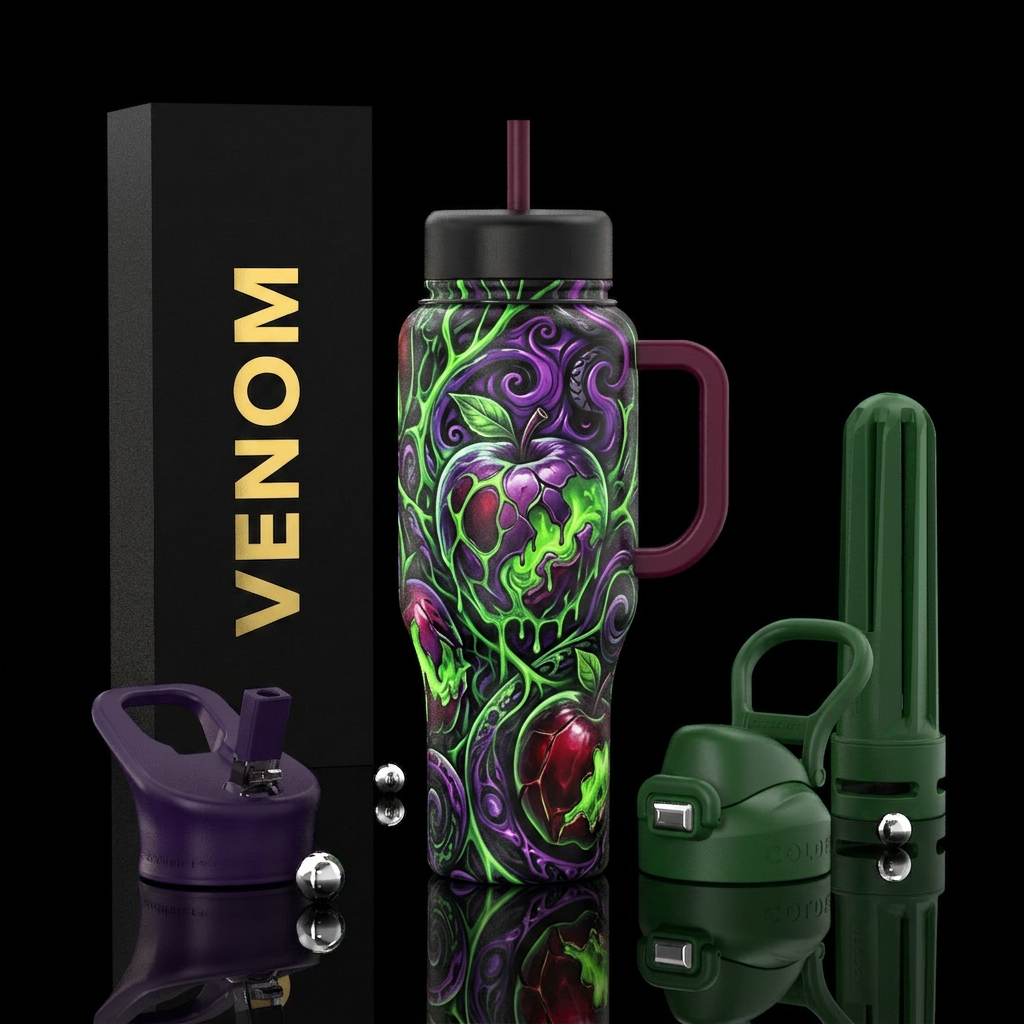 Glowie poisoned apple water bottle design