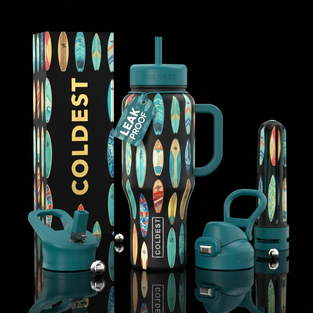 Surfboards water bottle design