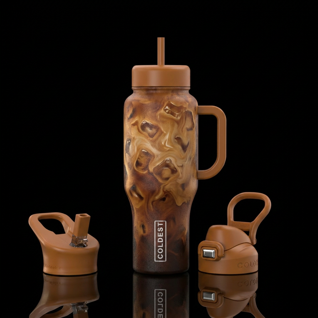 Iced coffee water bottle design