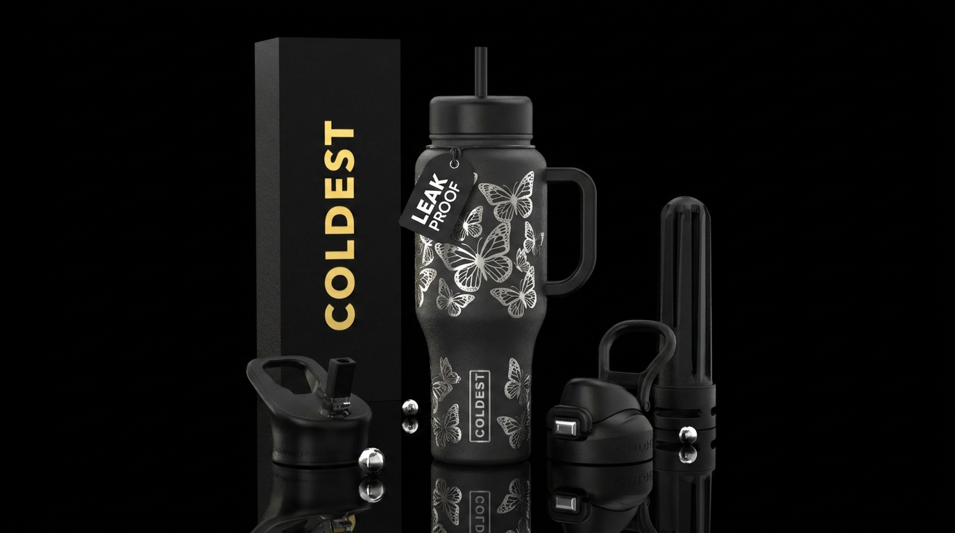 Moonlight butterflies water bottle design