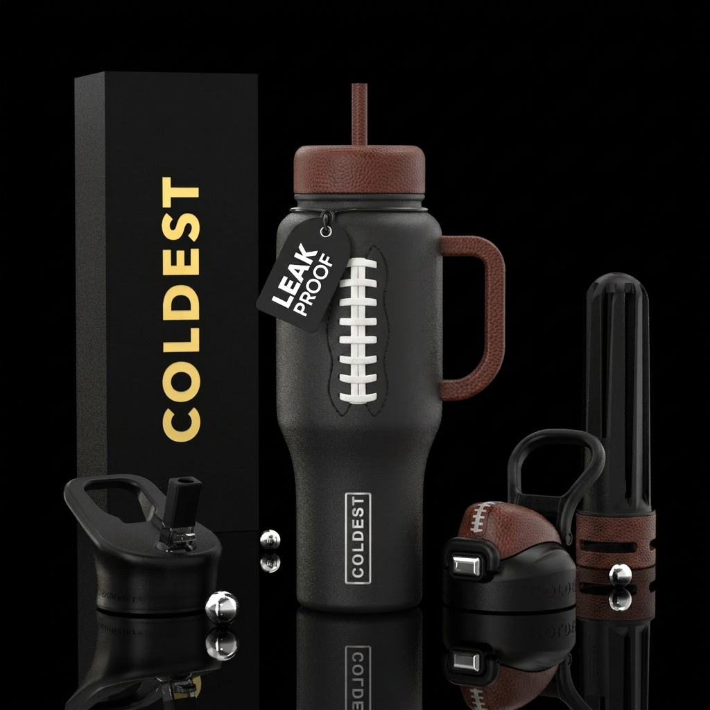 Football lacing water bottle design