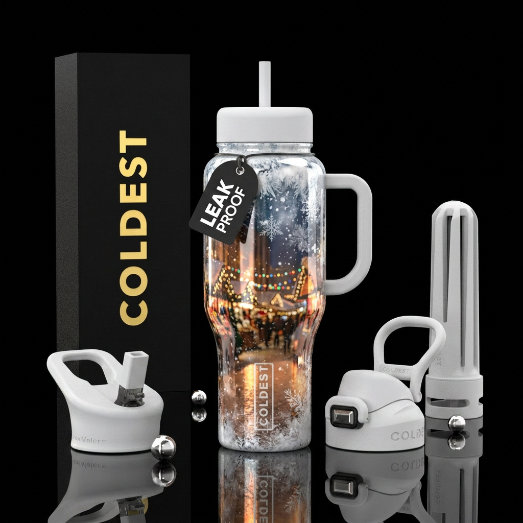 White  Christmas water bottle design