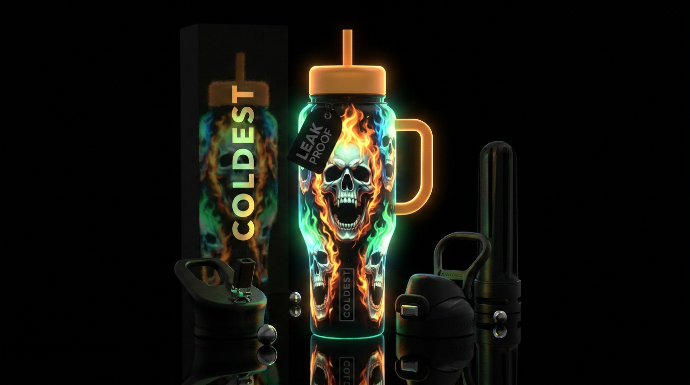 Screaming skullZ water bottle design