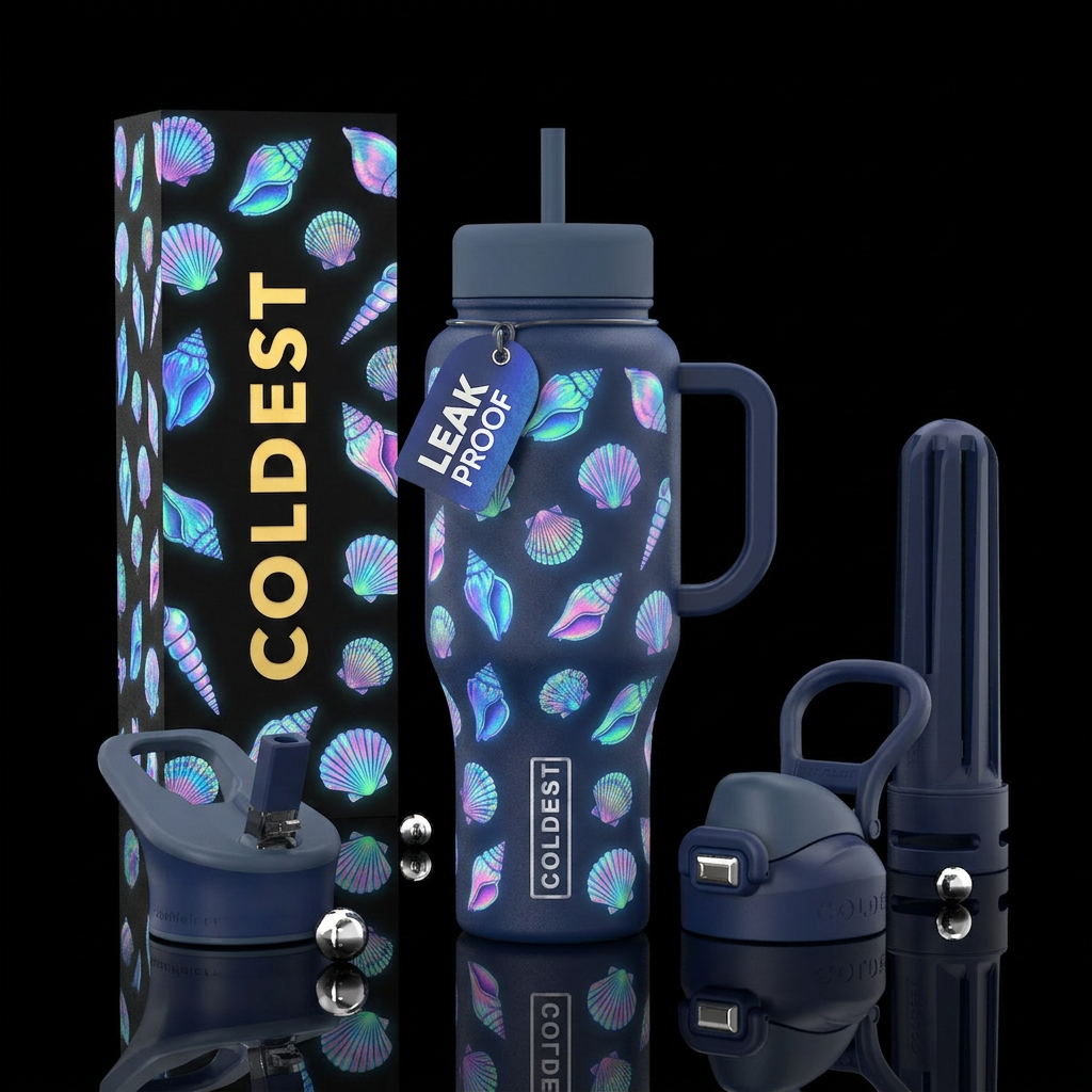 Glowie Seashells water bottle design