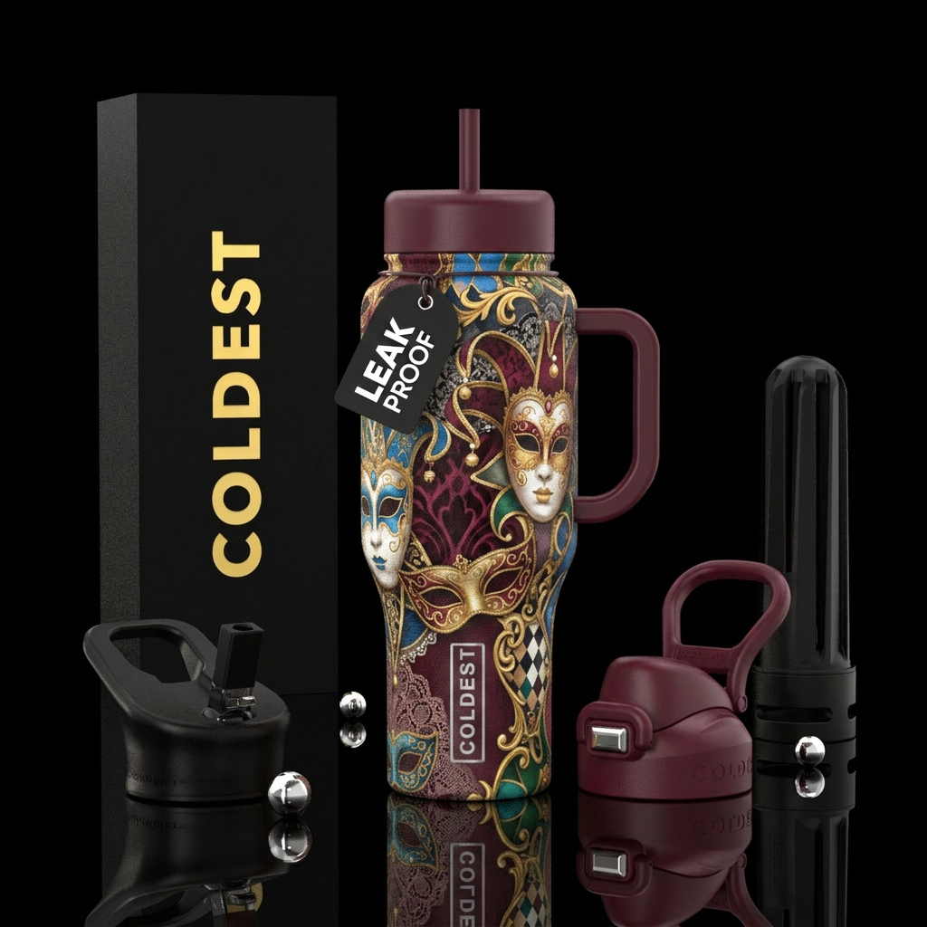 venetian masquerade water bottle design