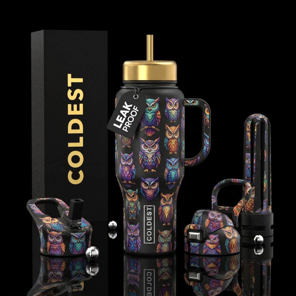 Owls water bottle design
