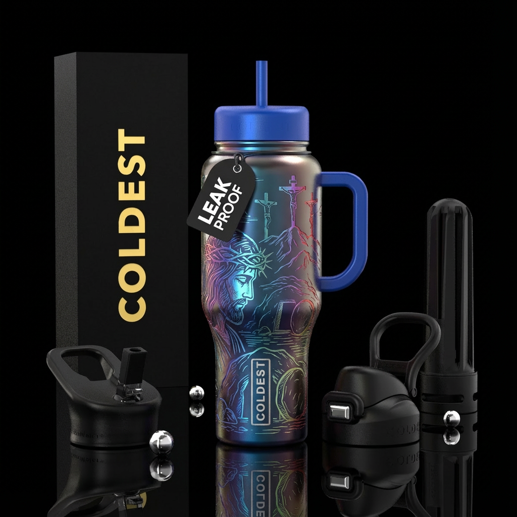 A large Line drawing in stainless steel of the pro... water bottle design