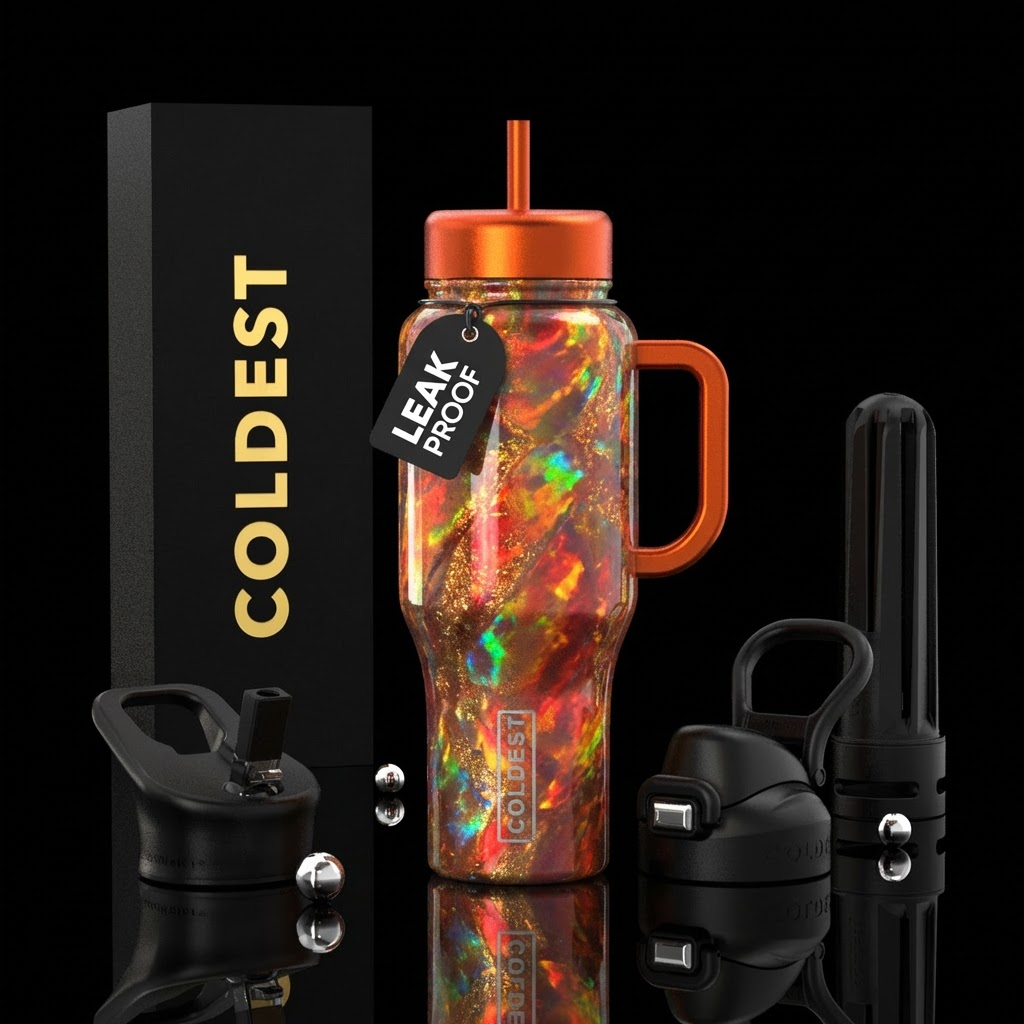 Metallic fire opals bottle water bottle design