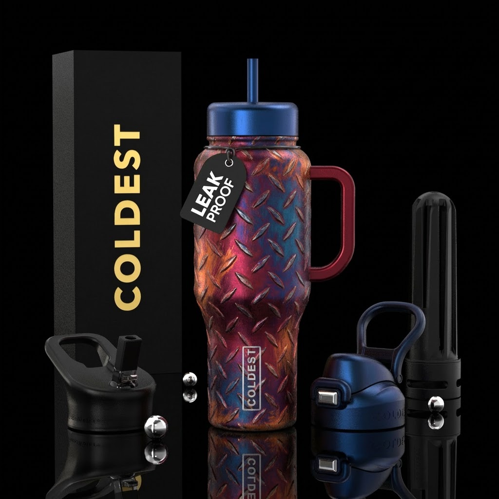 Manly Diamond plated bottle water bottle design